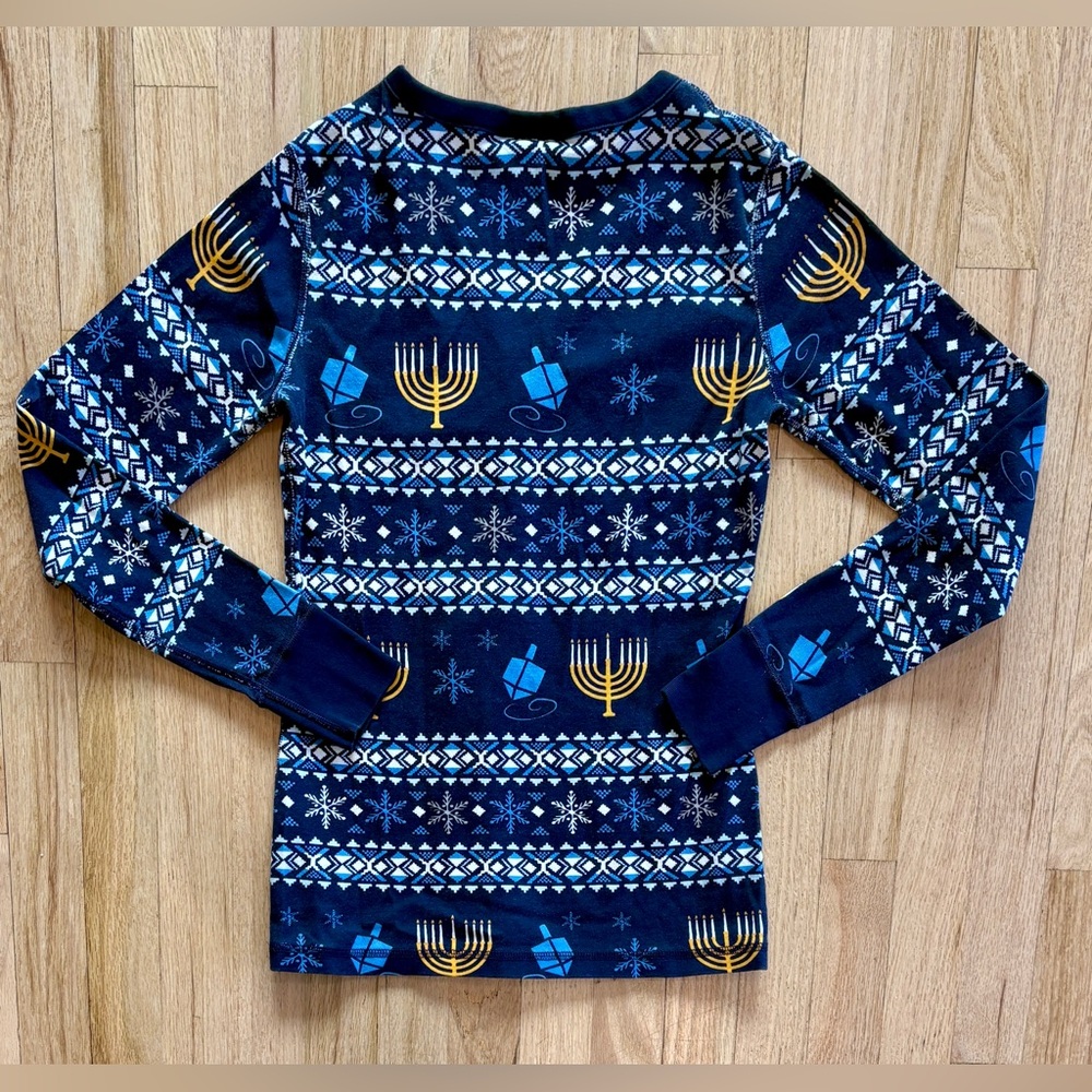Hanna Andersson Hanukkah Pajamas Women XS V-Neck Dreidel Menorah Fair Isle Set - Picture 4 of 8